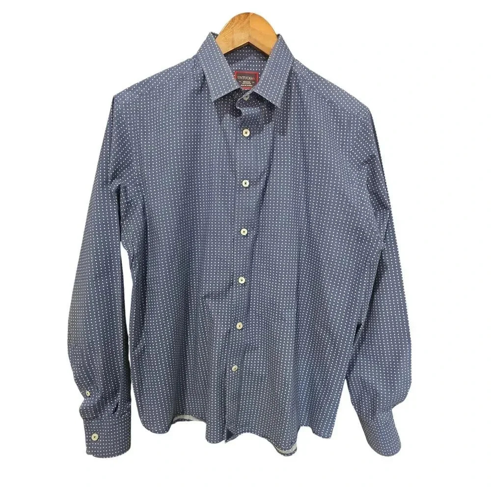 UNTUCKit Triangle Print Button-Down Shirt Blue Size M